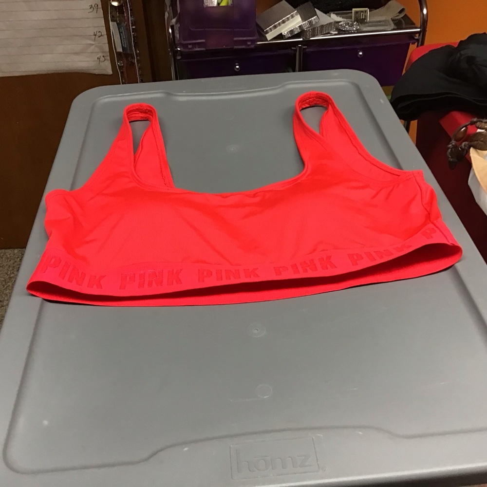 PINK  women's sports bra  size L, IN BLACK AND HOT PINK/RED